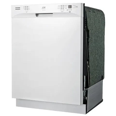 24 in. White Front Control Smart Dishwasher Digital 120-volt Stainless Steel Tub with Steam Cleaning