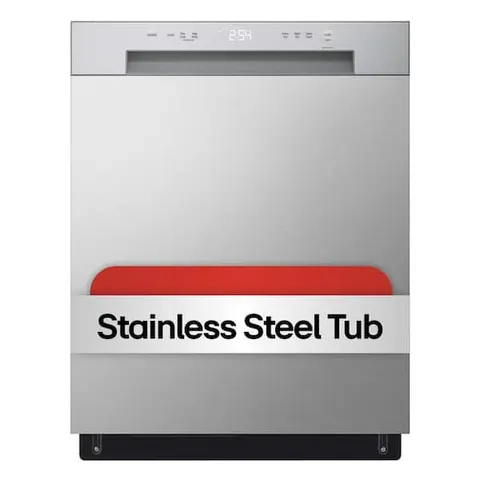 24 in. Stainless Look Front Control 52 dBA Dishwasher with Stainless Steel Tub and SenseClean
