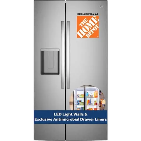 27.7 cu. ft. Side-By-Side Refrigerator w/ LED Light Walls,Extra Tall Dispenser and Exclusive Antimicrobial Drawer Liners