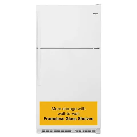 33 in. 20.5 cu. ft. Wide Top Freezer Refrigerator in White with Frameless Glass Shelves