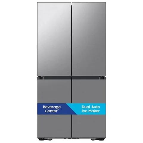 Bespoke 36 in. 29 cu. ft. Standard Depth 4-Door Flex French Door Refrigerator in Stainless Steel with Beverage Center