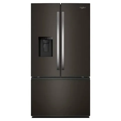 36 in. 30 cu. ft Standard Depth French Door Refrigerator in Print Resist Black-Stainless w/ In-Door Water and Ice Maker