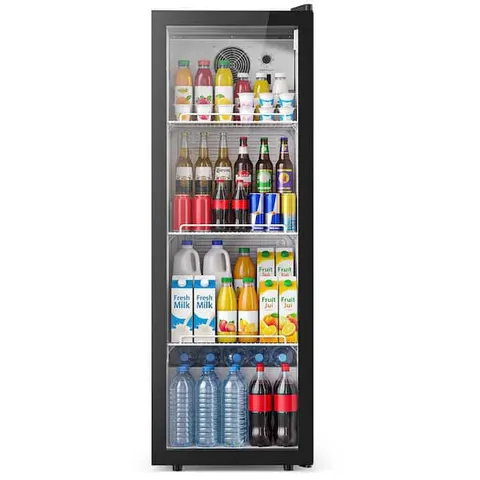 20.67 in. 6.4 cu. ft. Freezerless Refrigerator Commercial Display Beverage and Wine Refrigerator Drink Fridge in Black