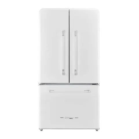 Classic Retro 36 in 21.4 cu. ft. 3-door French Door Refrigerator with Ice Maker in Marshmallow White, Counter Depth