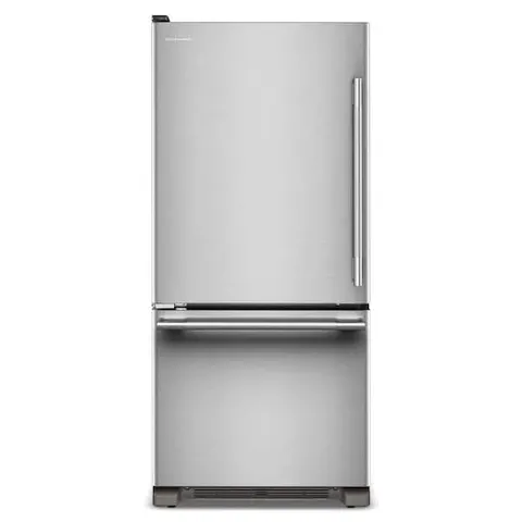 30 in. 19 cu. ft. Standard-Depth Bottom Freezer Refrigerator in PrintShield Stainless with Left Door Swing