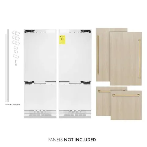 Autograph Edition 60 in. 4-Door Panel Ready French Door Refrigerator w/ Ice, Water Dispenser and Champagne Bronze Handle
