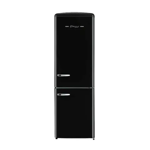 Classic Retro 24 in 11.7 cu. ft. Frost Free Retro Bottom Freezer Refrigerator in Midnight Black, Energy Star