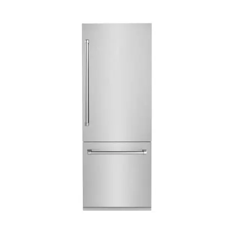 30 in. 2-Door Bottom Freezer Refrigerator with Internal Ice and Water Dispenser in Stainless Steel