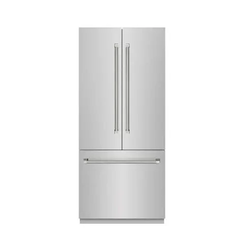 Autograph 36 in. Gray Interior French Door Built-In Bottom Freezer 19.6 cu ft Refrigerator with Nickel Helix Handles