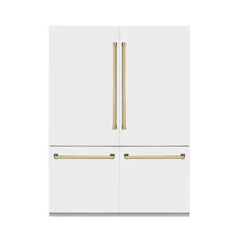 Autograph Edition 60 in. 4-Door French Door Refrigerator w/ Ice & Water Dispenser in White Matte & Polished Gold