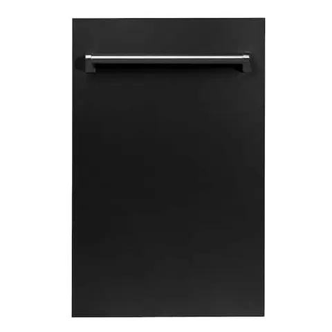 18 in. Top Control 6-Cycle Compact Dishwasher with 2 Racks in Black Matte and Traditional Handle