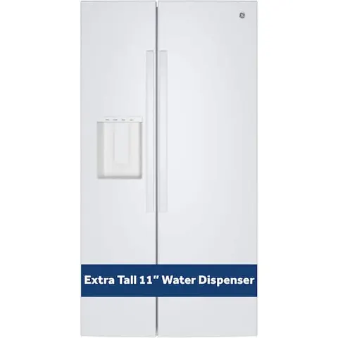 23.6 Cu. Ft. Counter-Depth Side-By-Side Refrigerator with Extra Tall Dispenser and In-Door Icemaker in White