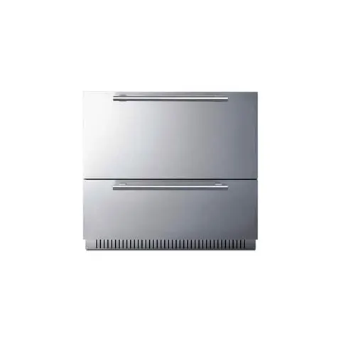 36 in. Wide 7.15 cu. ft. Under Counter Double Drawer Built-in Refrigerator in Stainless Steel
