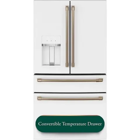 27.8 cu. ft. Smart 4- Door French Door Refrigerator with Convertible Middle Drawer in Matte White, Autofill Dispenser