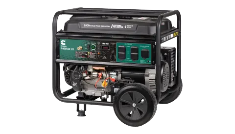 Cummins Onan P9500DF EFI 7500W Gas / 6750W Propane Dual Fuel Portable Generator, Electric Start, Remote Control, CO Sensor, RV Ready, Home Backup, EPA & CARB Approved