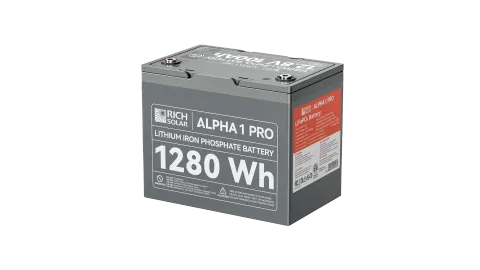 Rich Solar Alpha 1 Pro 12V 100Ah 1.28kWh LiFePO4 Battery, Mobile Lithium Battery for RVs and Off-Grid Homes, UL 1973