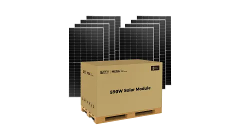 Rich Solar MEGA 590W Bifacial Monocrystalline Solar Panels, Pallet of 8 Panels, 4.7kW of Solar Power for Residential, Commercial, or Off-Grid Power
