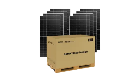 Rich Solar MEGA 600W Bifacial Monocrystalline Solar Panels, Pallet of 8 Panels, 4.8kW of Solar Power for Residential, Commercial, or Off-Grid Power