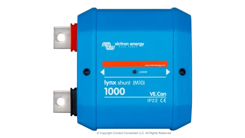 Victron Energy Lynx Shunt VE.Can with M10 Interconnections, Calculates and Monitors Battery Power, Works with GX Devices for Remote Monitoring