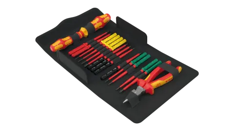 Wera Kraftform Kompakt VDE 17 Extra Slim 2 Tool Set, 17 Piece Insulated Tool Set with Racheting Handle and Interchangeable Blades