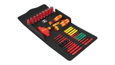 Wera Kraftform Kompakt VDE 24 Allrounder Set 1, Insulated Tool Set with T-Handle Adapter and Interchangeable Blades, 25 Pieces