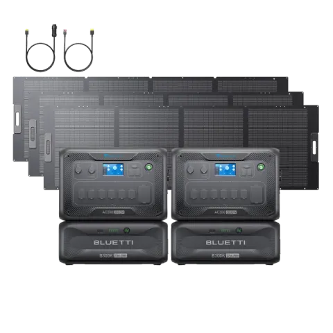 BLUETTI AC300+2*B300K+3*350W Solar+RV Cable | Home Battery Backup