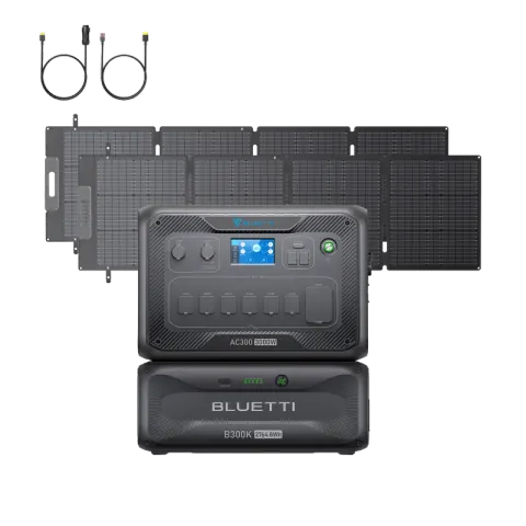 BLUETTI AC300+B300K+2*200W Solar+RV Cable | Home Battery Backup