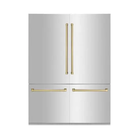Autograph Edition 60 in. 4-Door French Door Refrigerator w/ Ice & Water Dispenser in Stainless Steel & Champagne Bronze