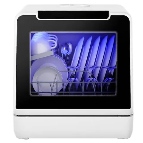 17 in. Countertop Dishwasher in White with 5 L Built-in Water Tank, Drain Hose, 8-Modes with Self Clean