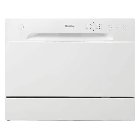 24 in. White CounterTop Front Control Dishwasher with 6-Cycles, 6 Place Settings Capacity