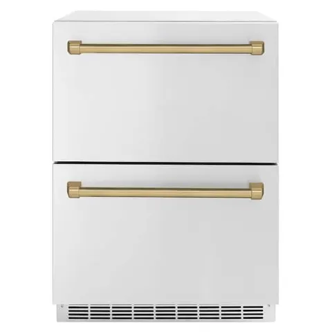 Touchstone 24 in. 4.6 cu. ft. Drawer Refrigerator with Stainless Steel Doors and Champagne Bronze Handles