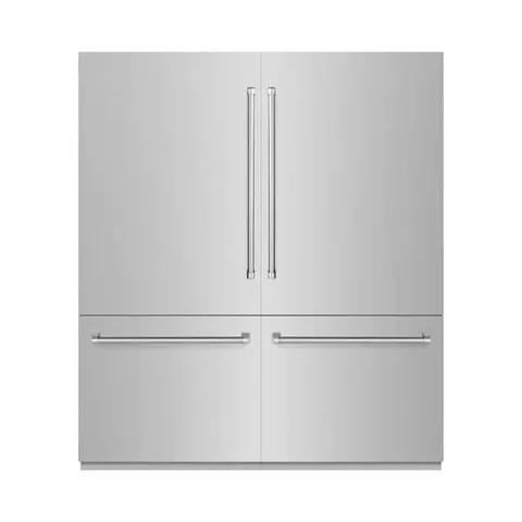 72 in. 39.6 cu. ft. Built-in Bottom Freezer Refrigerator with Water Dispensers and Ice Makers in Stainless Steel