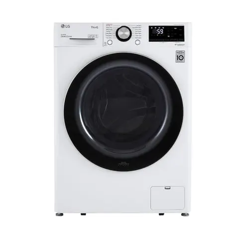 24 in. W 2.4 Cu. Ft. Compact Stackable SMART Front Load Washer in White with Steam and AI Fabric Sensor / Smart Pairing