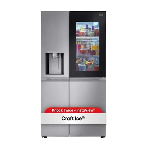 27 cu. ft. Side-By-Side Refrigerator with Instaview Glass, Craft Ice, and Recessed Handles in PrintProof Stainless Steel