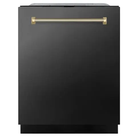 Autograph 24 in. Monument 3rd Rack Top Touch Control Dishwasher in Black Stainless Steel and Gold Helix Handle, 45dBa