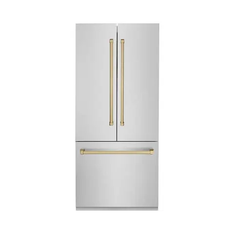 Autograph Edition 36 in. 3-Door French Door Refrigerator w/ Ice & Water Dispenser in Stainless Steel & Champagne Bronze