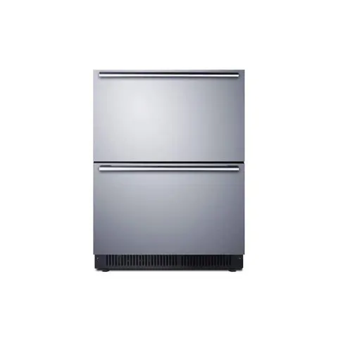 Shallow Depth 3.4 cu. ft. Under Counter Double Drawer Built-In and Standard Refrigerator in Stainless Steel