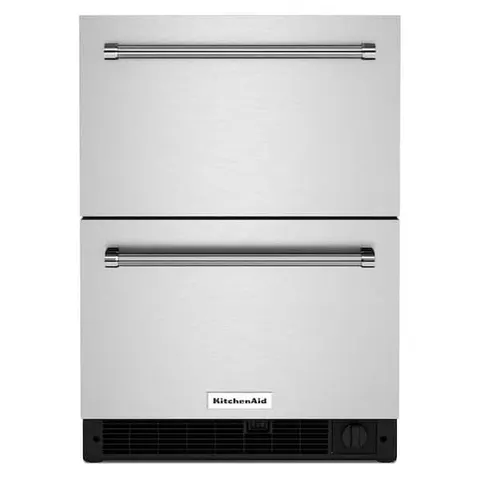 24 in. 4.29 cu. ft. Undercounter Double Drawer Refrigerator Freezer in Black Cabinet/Stainless Doors
