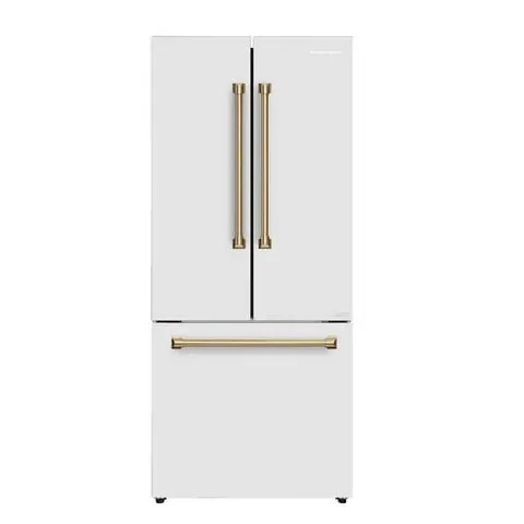17.7 cu. ft. French Door Refrigerator in White with Brushed Gold Accents