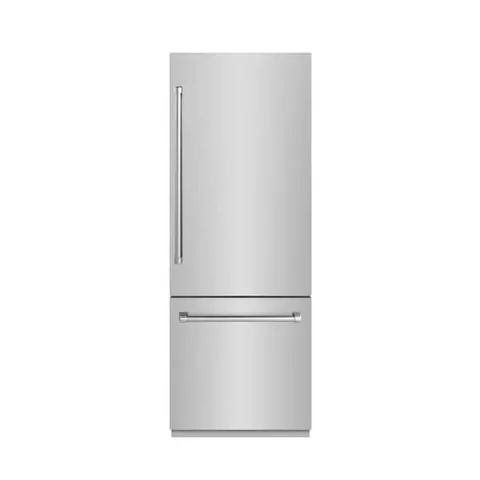 30 in. 16.1 cu. ft. Built-in Bottom Freezer Refrigerator w/ Water Dispenser in Stainless Steel w/ Graphite Gray Interior