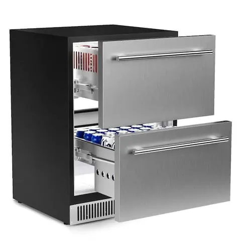 24 in. 5.3 cu. ft. Undercounter Built-In and Standard Double Drawer Refrigerator in Stainless Steel, 45 dB Low Noise